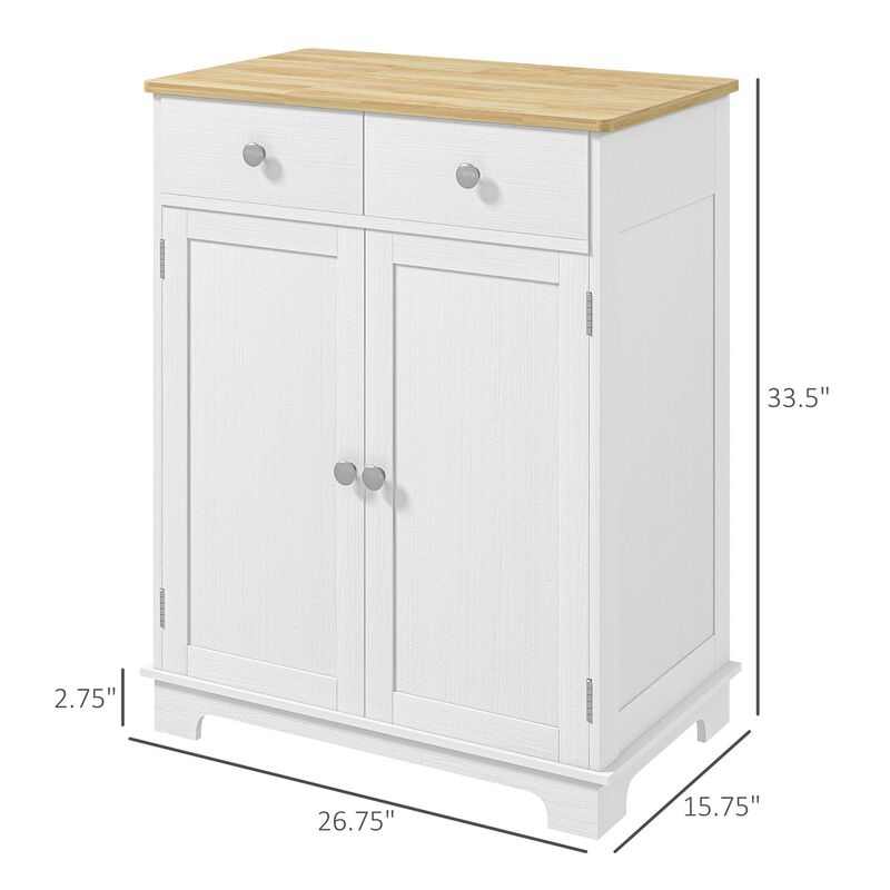 Sideboard Buffet Cabinet: Solid Wood Top, 2 Drawers