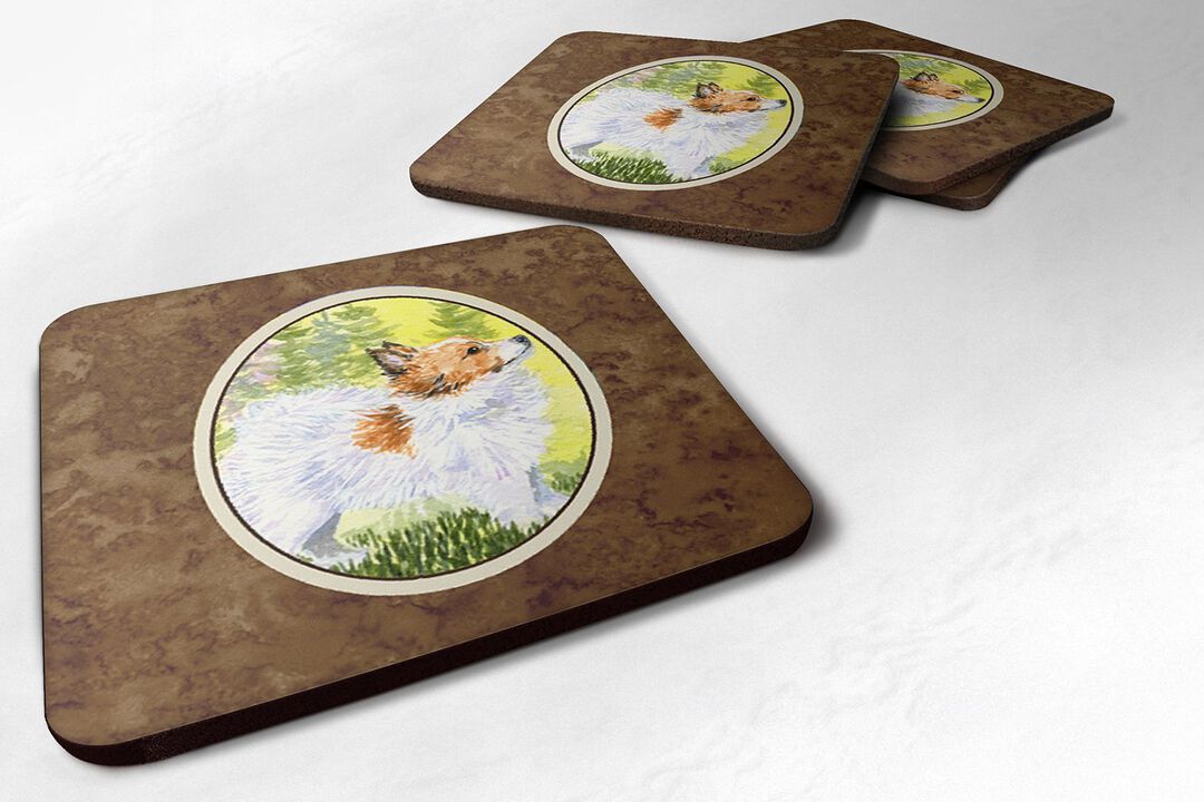Caroline's Treasures SS1029FC Papillon Foam Coasters (Set of 4), 3.5 H x 3.5 W, Multicolor