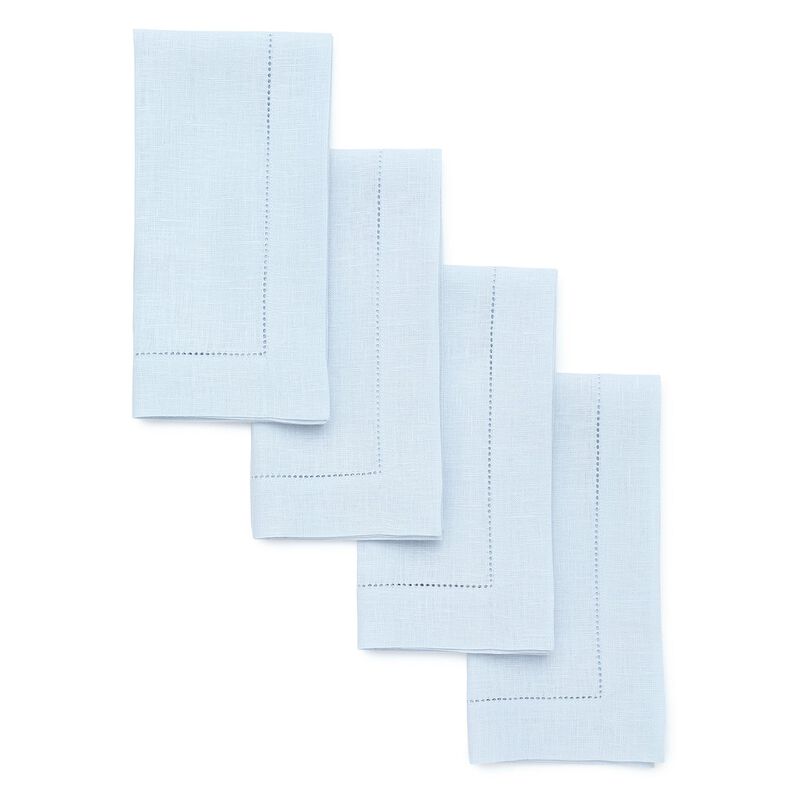 Solino Home 100% Pure Linen Dinner Napkins 20 x 20 Inch Set of 4 | Classic Hemstitch