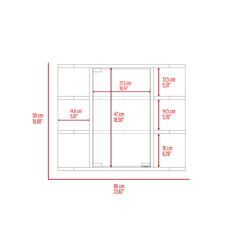 Milan Medicine Cabinet, Six External Shelves Mirror, Three Internal Shelves - Light Gray