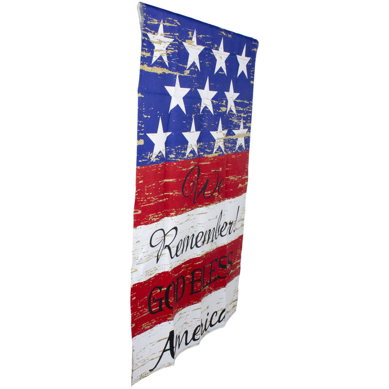 Stars and Stripes "We Remember! God Bless America" Patriotic Outdoor Flag - 40" x 28"