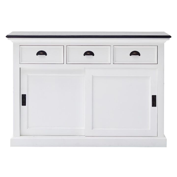 Belen Kox Contrast Sliding Door Buffet in Classic White & Black, Belen Kox