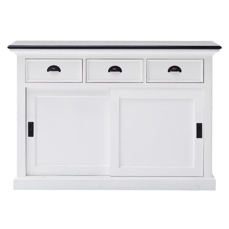 Belen Kox Contrast Sliding Door Buffet in Classic White & Black, Belen Kox