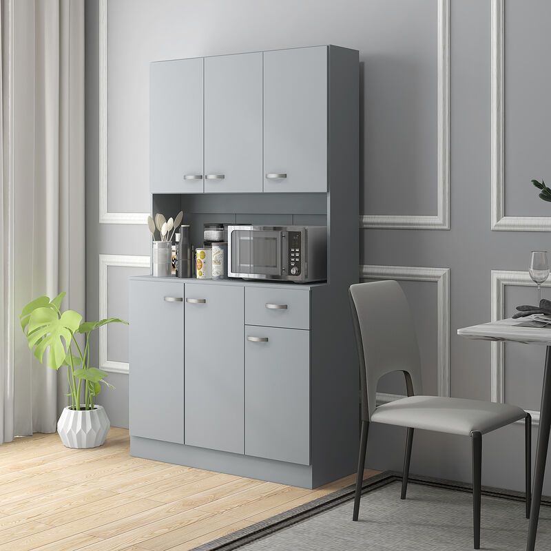 Free Standing Kitchen Cabinet Cupboard w/ Adjustable Shelving & Modern Design
