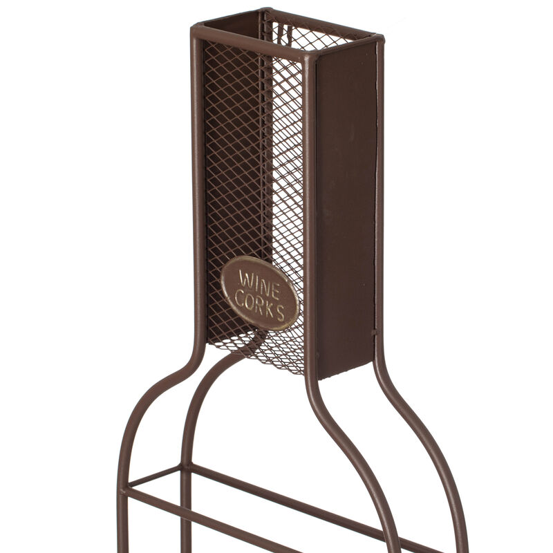 Vintiquewise Decorative Wall-Mounted 7-bottle Metal Wine Rack with Mesh Cork Catcher, Stylish Champagne, White, and Red Wine Storage for Living Room, Kitchen, Dining Room, and Bar Décor, Brown