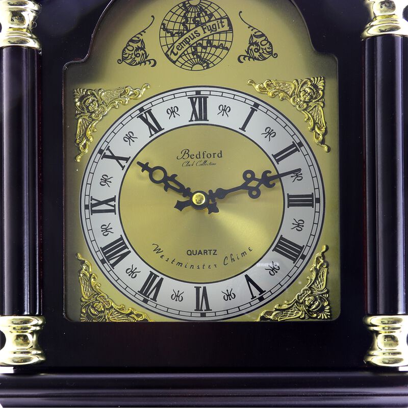 Bedford Clock Collection 26 Inch Chiming Pendulum Wall Clock in Antique Mahogany Cherry Oak Finish
