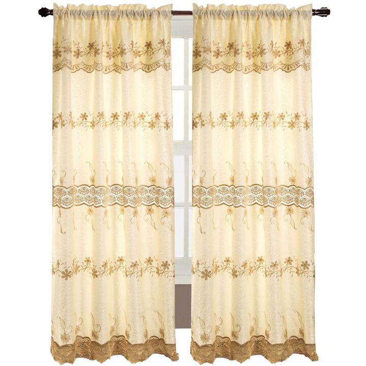 RT Designers Collection Alisa Macrame Rod Pocket Window Room Darkening Panel 54" x 84" Beige
