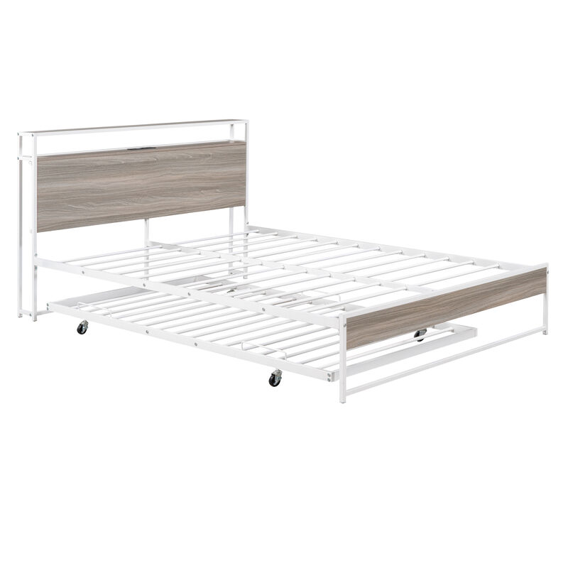 Merax Metal Platform Bed Frame with Trundle