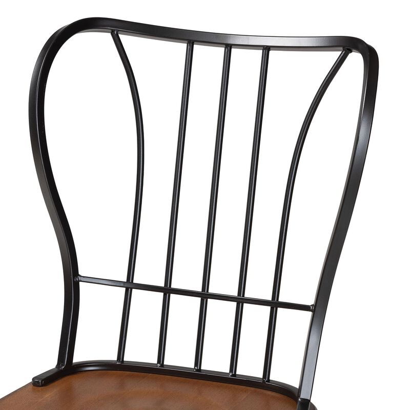 Baxton Studio Longford "Dark Walnut" Wood and Black Metal Vintage Industrial Dining Chair