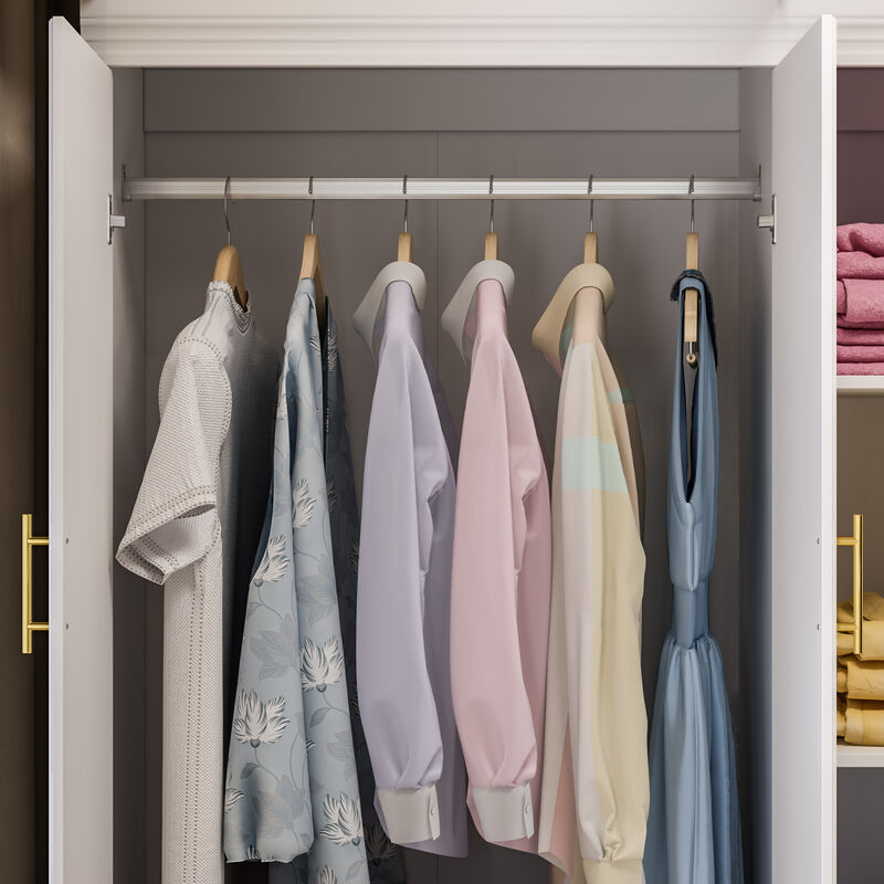 White 6-Door Big Wardrobe Armoires with Hanging Rod, 4-Drawers, Storage Shelves 93.7 in. H x 47.2 in. W x 20.6 in. D