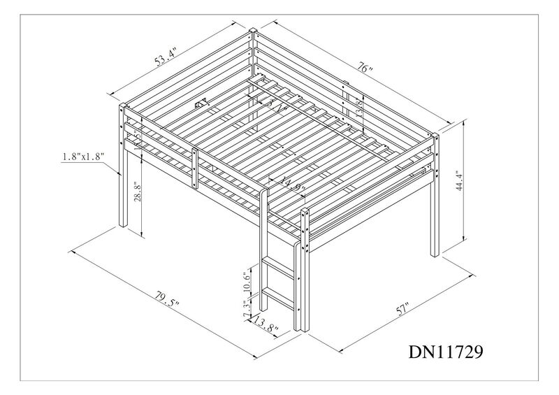 Full Loft Bed,White