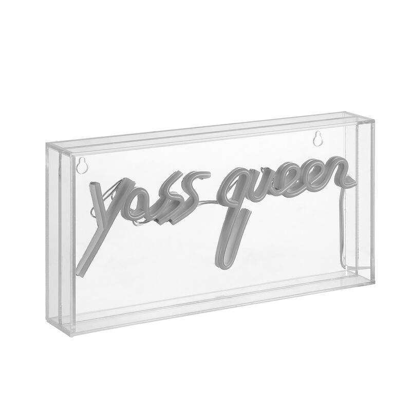 Yass Queen 11.8" Contemporary Glam Acrylic Box USB Operated LED Neon Light