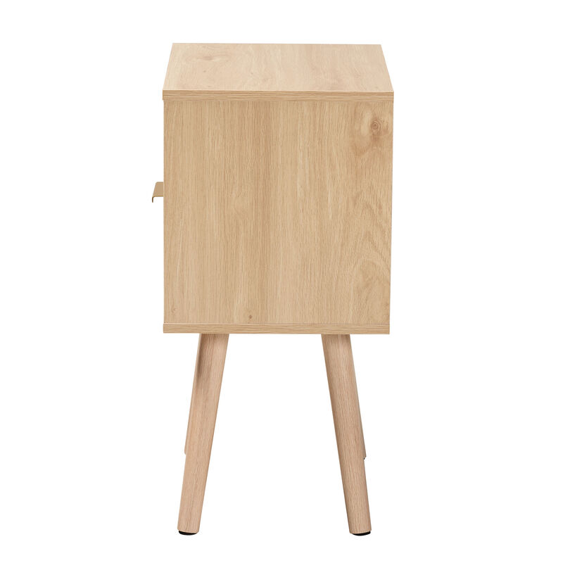 Baxton Studio Emmett Mid Century Modern Light Brown Finished Wood 1 Drawer End Table