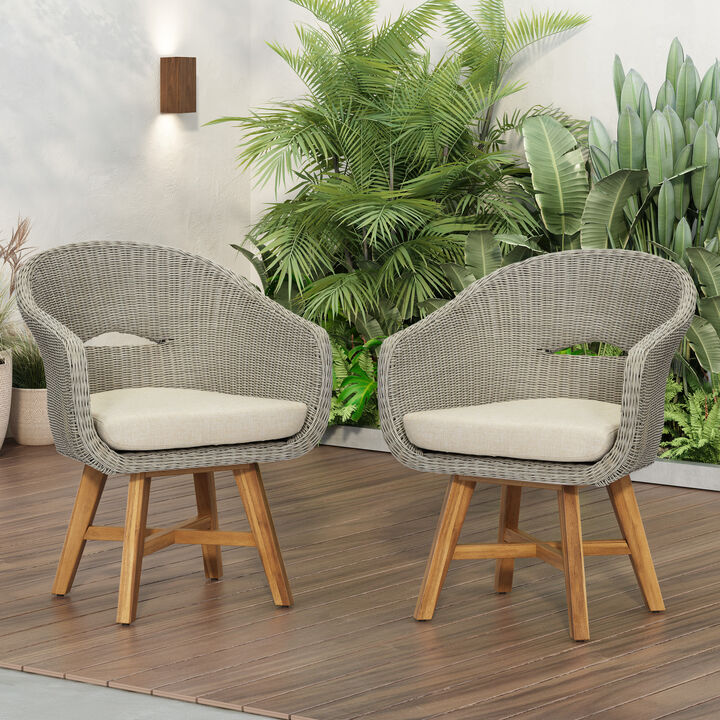 Merax Outdoor Dining Arm Chair with Cushion 2 PCS