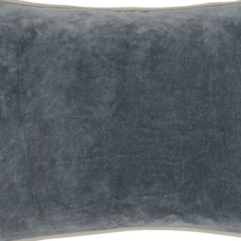 Rectangular Throw Pillow with Cotton Cover, Gray-Benzara