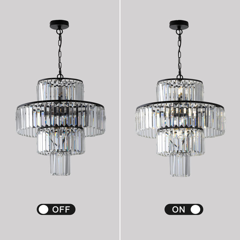 Luxury Black Crystal Chandelier - Dia 19.7 Inch