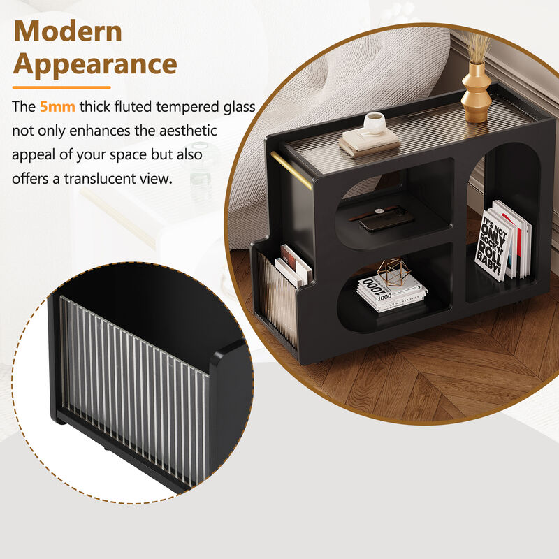 Merax Mobile End Table with Lockable Wheels