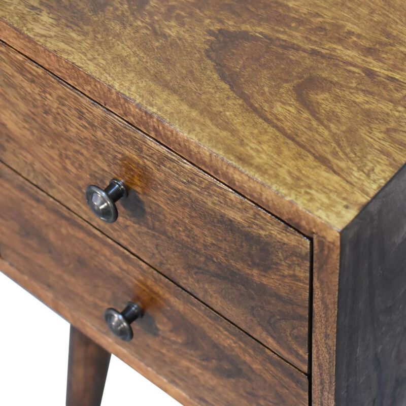 Mini 2 Drawer Chestnut Solid Wood NightStand