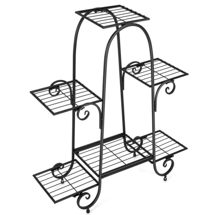 Hivvago 6-Tier Plant Stand with Adjustable Foot Pads-Black