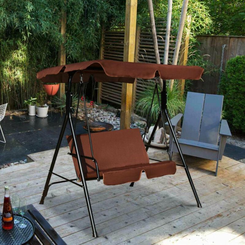 Hivvago 2 Person Weather Resistant Canopy Swing for Porch Garden Backyard Lawn