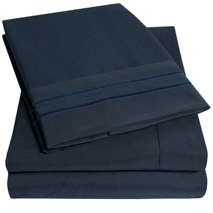 5 Piece Sheet Set, Ultra Soft 1800 Series Collection - Split King, Royal Blue