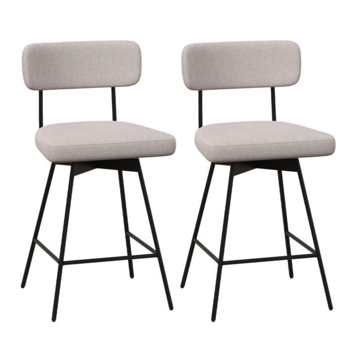 Hivvago 25 Inch 2-Piece Modern Upholstered Bar Stools with Back and Footrests Hivvago 25 Inch 2-Piece Modern Upholstered Bar Stools with Back and Footrests