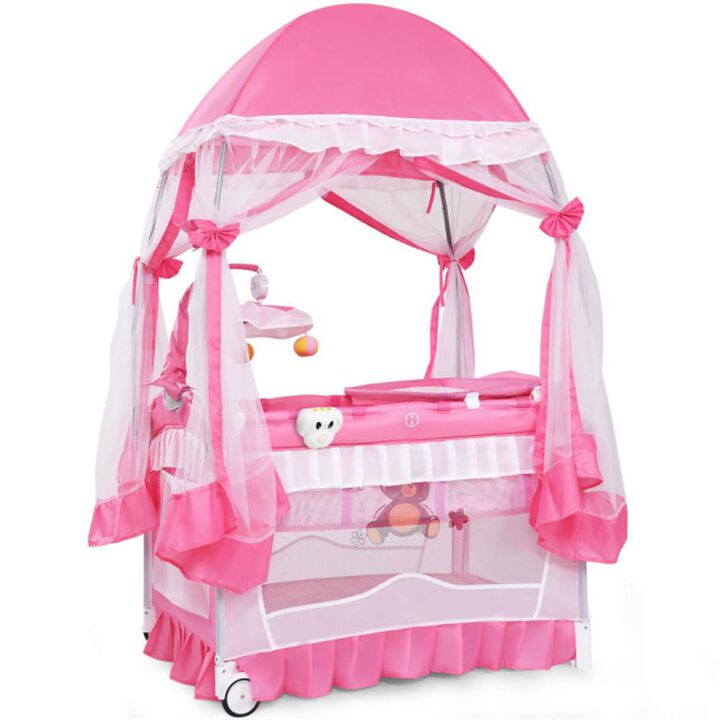 Hivvago Portable Baby Playpen Crib Cradle with Carring Bag