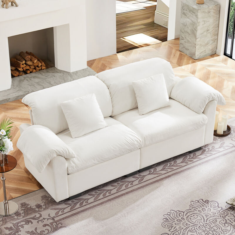 Merax Velvet Loveseat Sofa with Hidden Storage