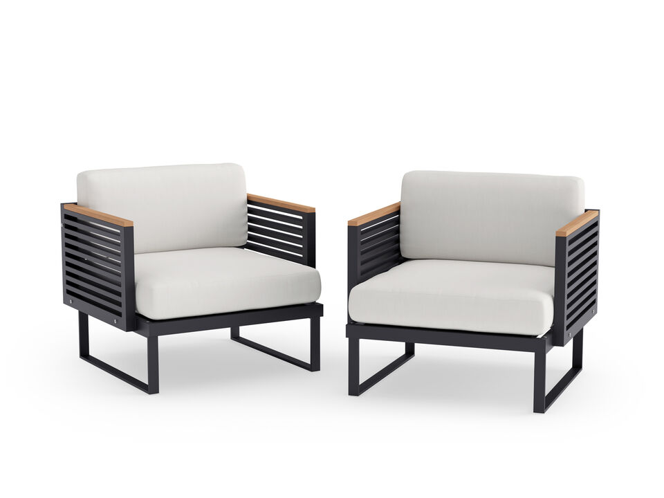 Monterey Chat Chair - Stainless Steel and Teak (Set of 2)