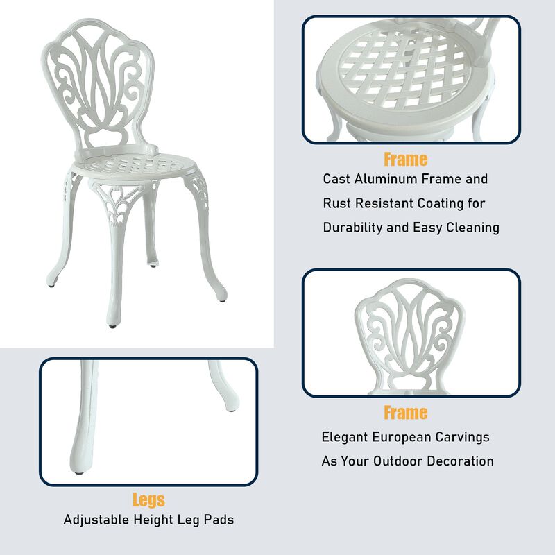 MONDAWE Special Pattern Cast Aluminum Bistro Chairs (Set of 2)