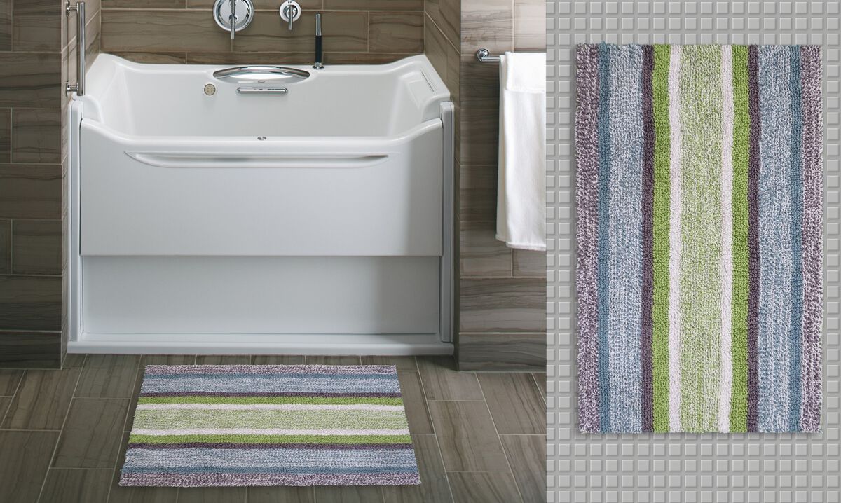 Multi Color Striped Bathroom Rug 20"x32"