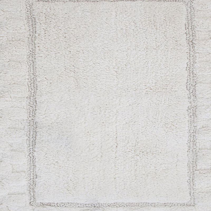 Splendid Soft Plush Cotton Bath Rug Features Fashionable Sculptured Border Design And Non-Slip 24" X 40" Ivory