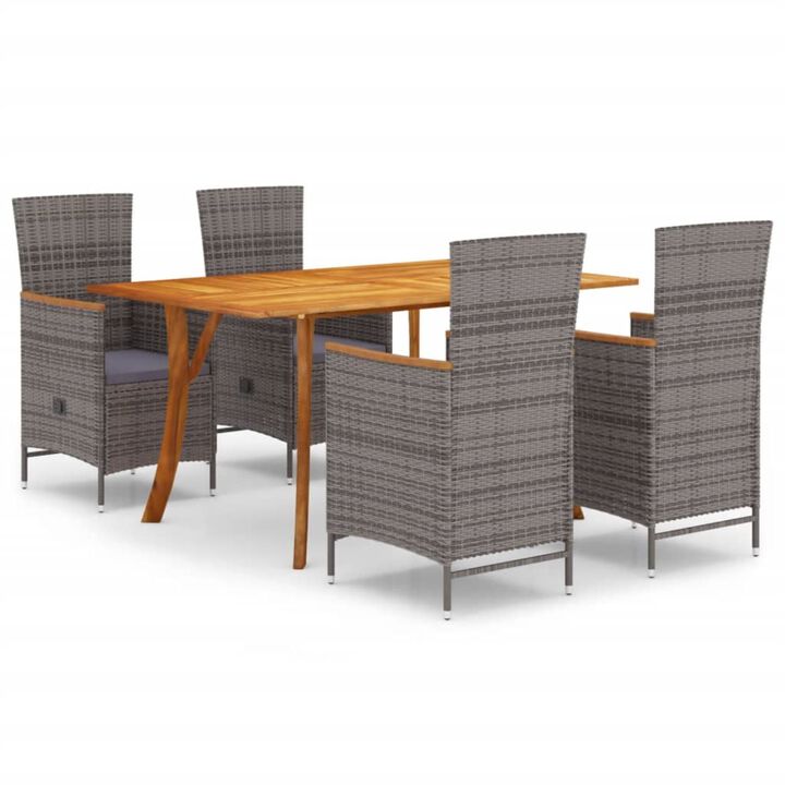 vidaXL 5 Piece Garden Dining Set Gray