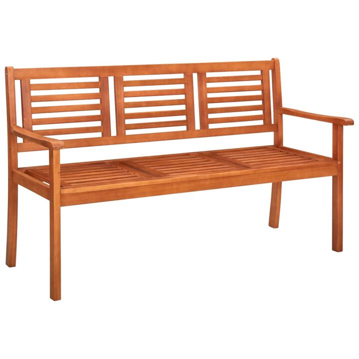 vidaXL 3-Seater Garden Bench with Cushion 59.1" Solid Eucalyptus Wood