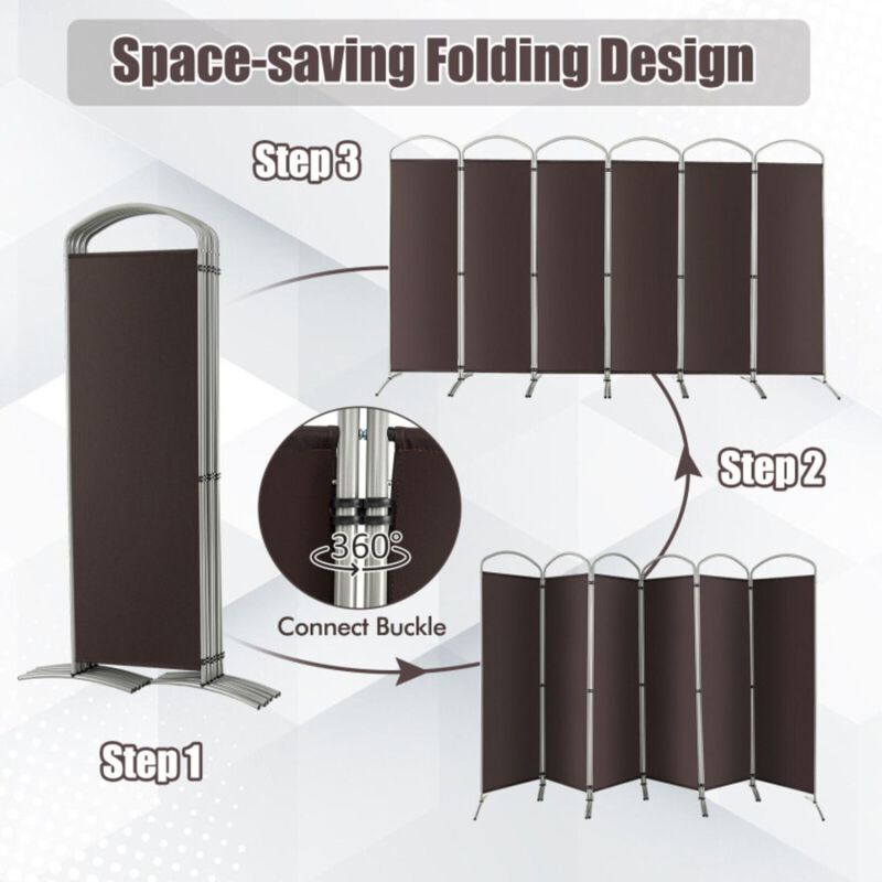 Hivvago 6.2Ft Folding 6-Panel Room Divider for Home Office Living Room