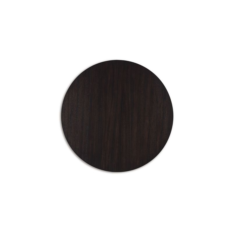 Chloe Side End Table, 24 Inch Round, Angled Pedestal Base, Dark Brown - Benzara
