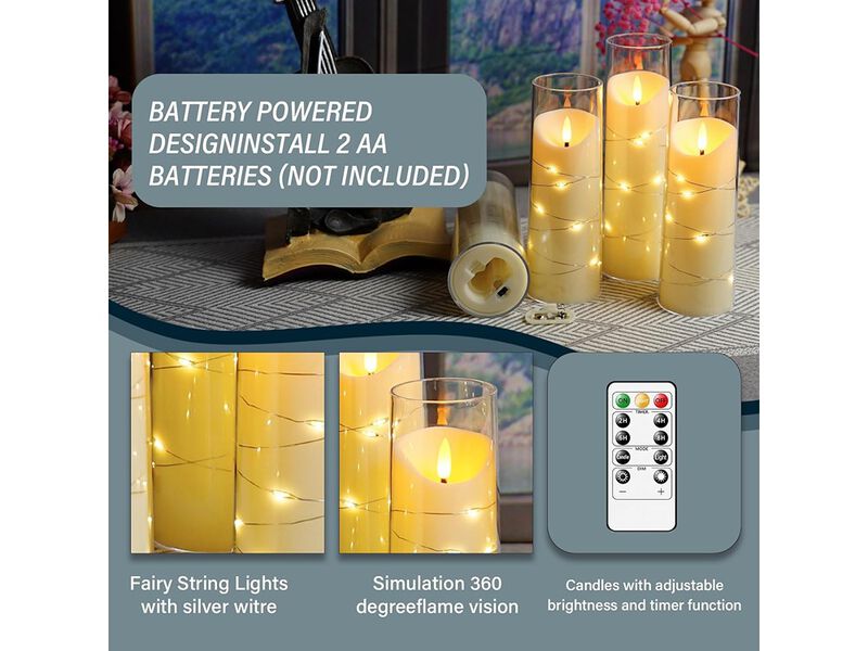 Eebuss Flameless Candles,Pack of 9 Battery Operated Candles
