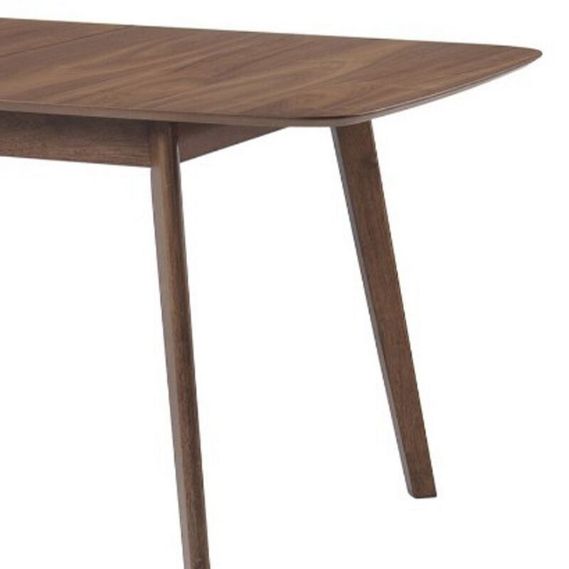 Rectanglular Wooden Dining Table With Round Corners, Walnut Brown-Benzara