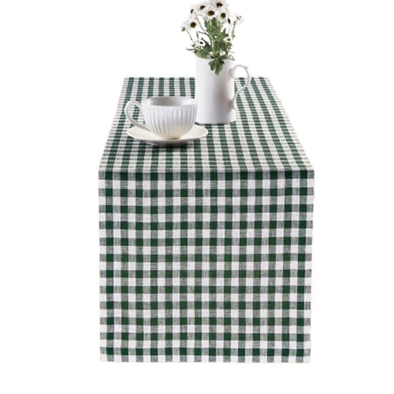 Solino Home 100% Pure Linen Table Runner | Gingham Check