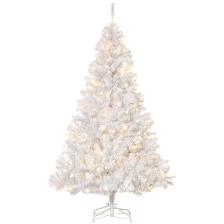 6' PVC Pre-lit Full Artificial Christmas Xmas Tree Metal Stand White