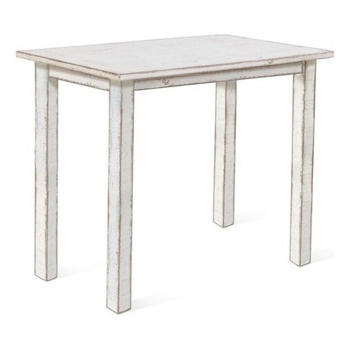 Rena Counter Table, 48 Inch Rectangular White Sand Mahogany Wood - Benzara