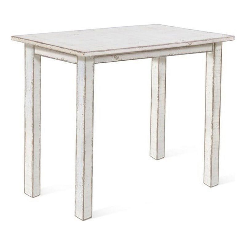 Rena Counter Table, 48 Inch Rectangular White Sand Mahogany Wood - Benzara