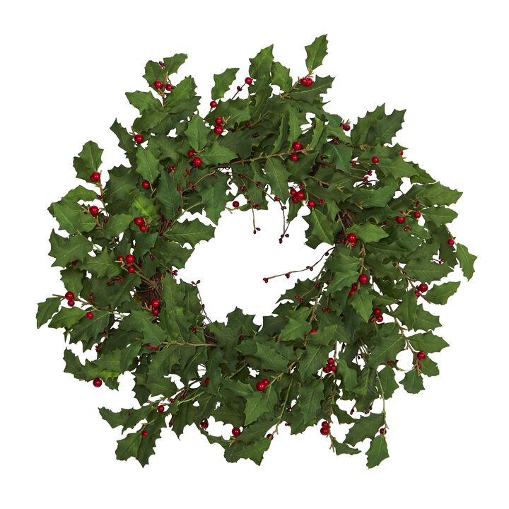 Hivvago 28" Holly Berry Artificial Wreath