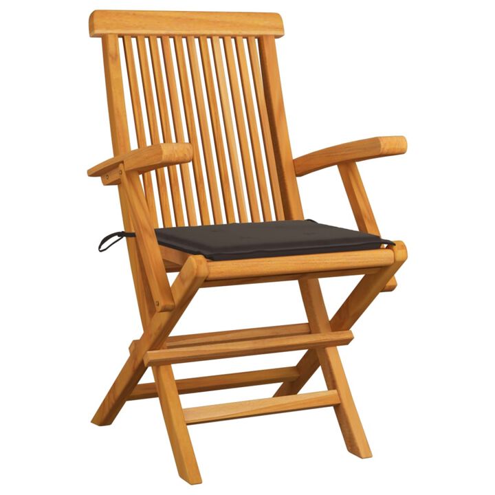 vidaXL 2X Solid Acacia Wood Patio Chairs with Taupe Cushions Wooden Garden Seats Outdoor Seating Folding Dining Armchairs Furniture