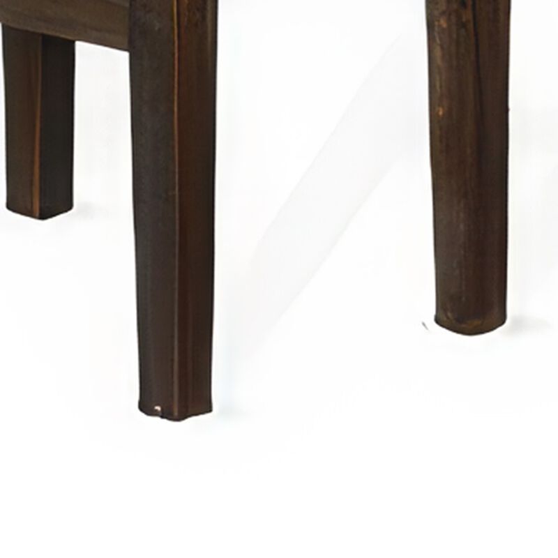 Flint Barstool, Backless, Plush Black Vinyl Seat, Dark Brown Mahogany - Benzara