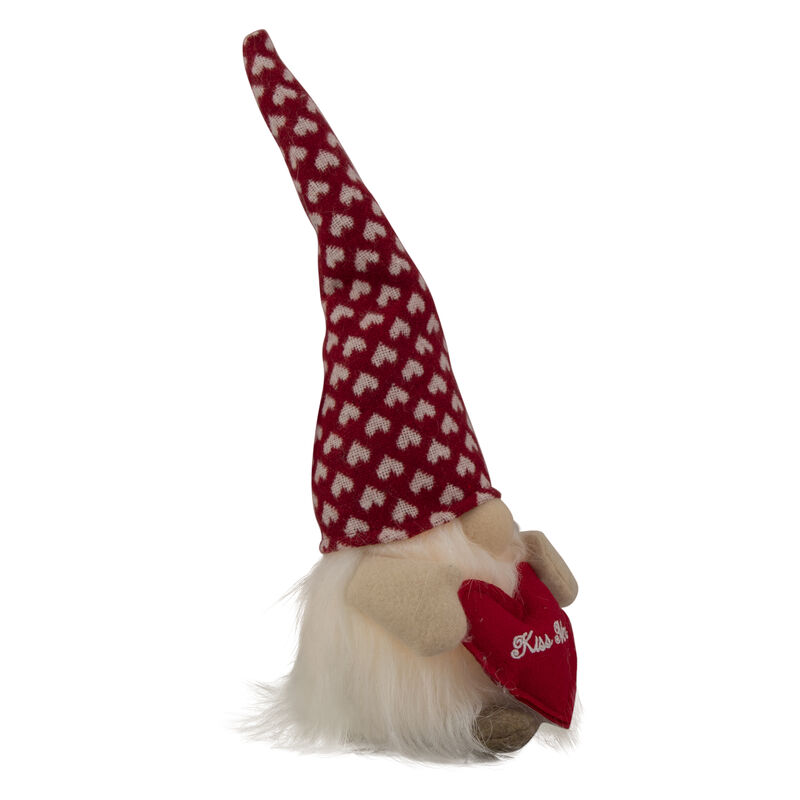 LED Lighted Boy Valentine's Day Gnome with Kiss Me Heart - 13"