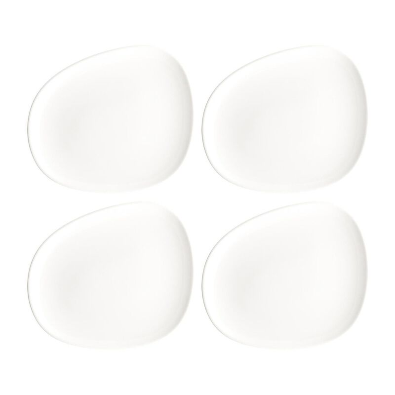 Vago 9.5" x 7.5" Organic Warm White Porcelain Plate (Set of 4)