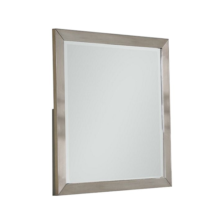 Bran 36 x 36 Modern Square Dresser Mirror, Pine Wood, Light Brown-Benzara
