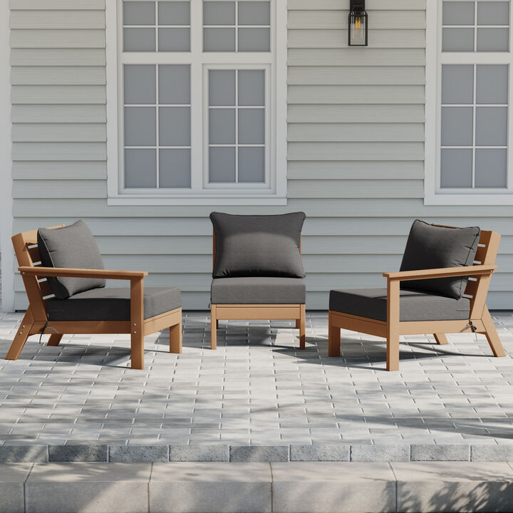 WestinTrends Outdoor Patio HDPE Sectional Sofa with Patio Cushions