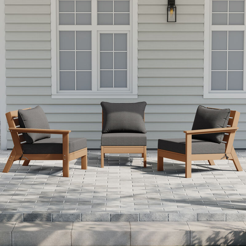 WestinTrends Outdoor Patio HDPE Sectional Sofa with Patio Cushions